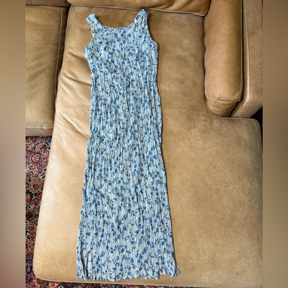 Imagio Dresses & Skirts - Vintage Imagio Gray And Blue Floral Midi Dress Cottagecore Country Whimsy Sz 14